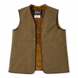 Barbour A297 Warm Pile Lining Vest Brown Faux Fur Made in England C34 / Small